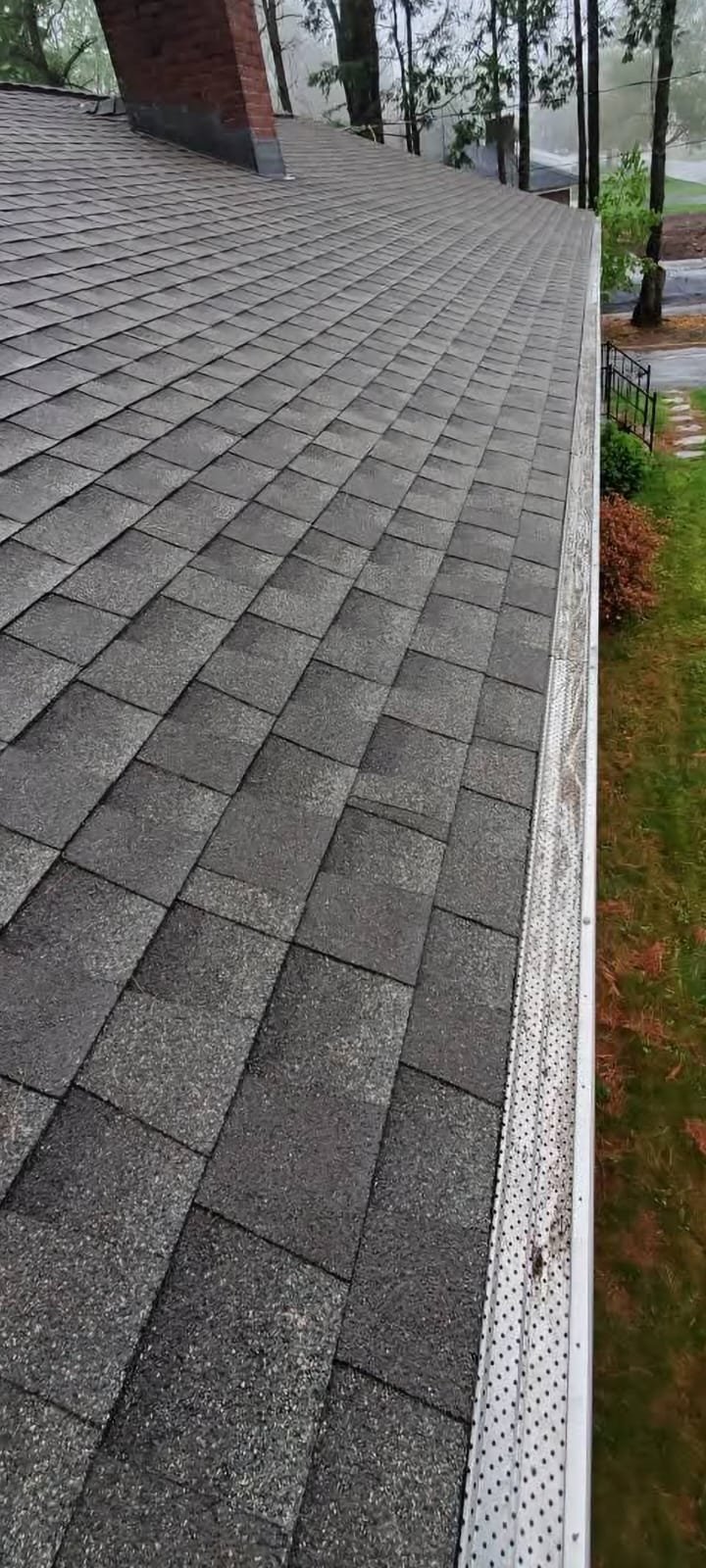 Gutter guard fully cleared and flowing after service